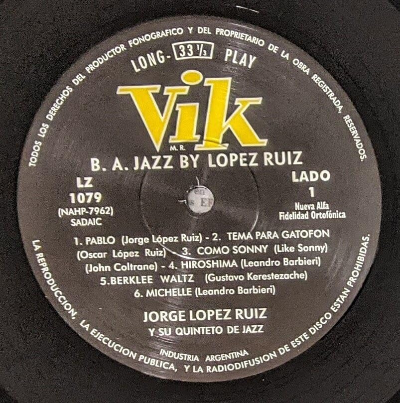 B.A. Jazz by Lopez Ruiz レコード Lopez Ruiz – B.A. Jazz – Vinyl (LP, Album, Reissue), 2020